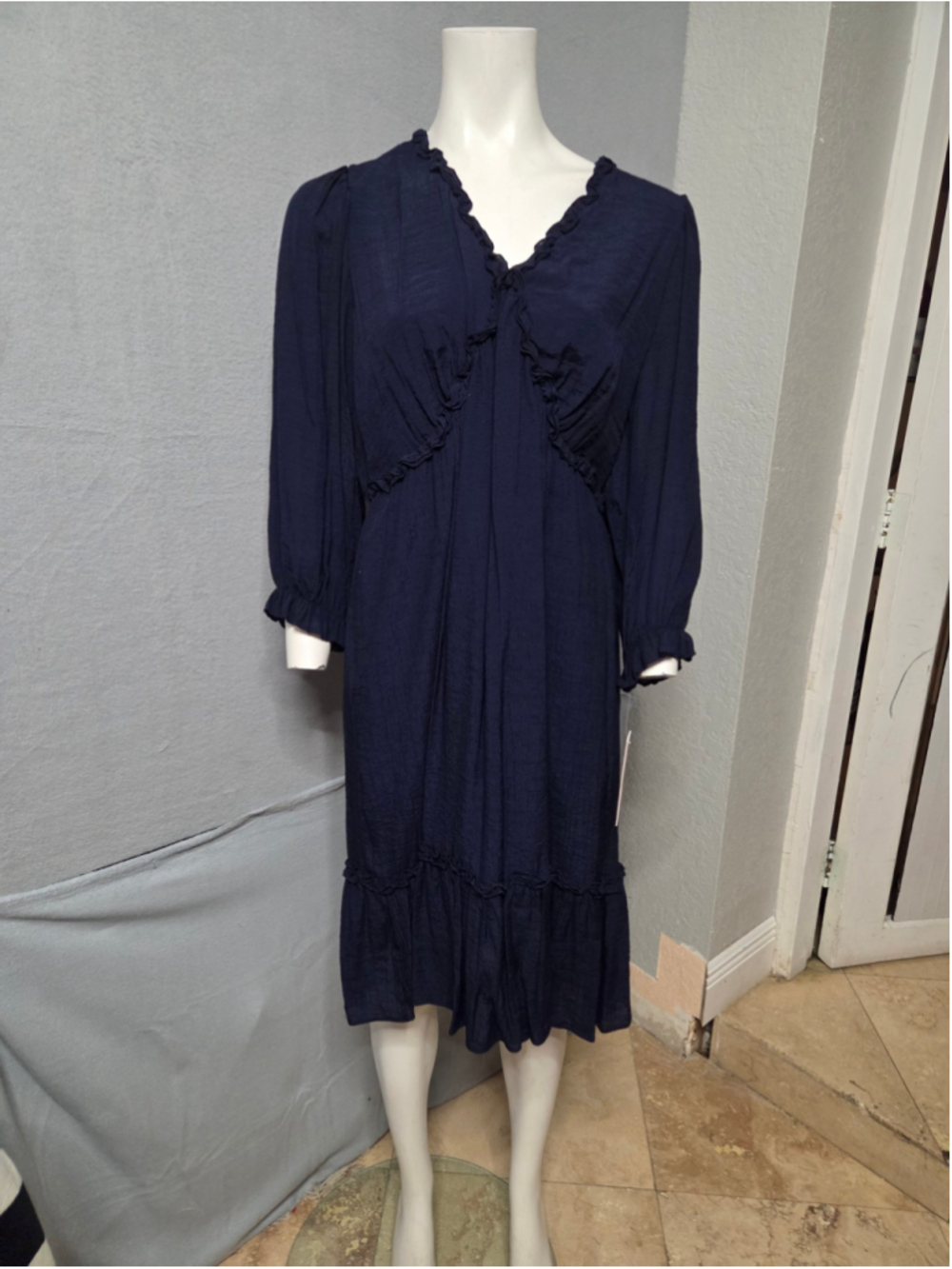 nanette Leopore Navy Midi Dress Size 12 P2p 19 In